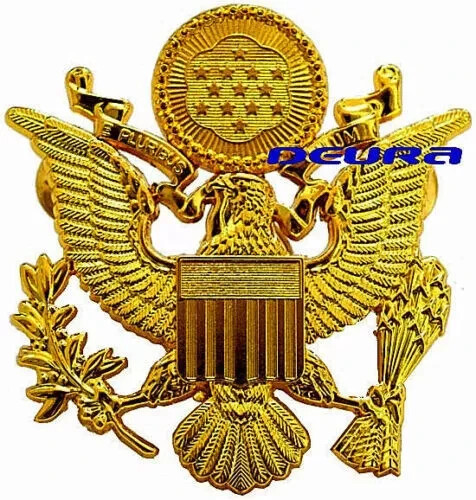 US Army Officer Cap Eagle Badge Insignia Gold 2.50″ Large Lapel Hat Pin