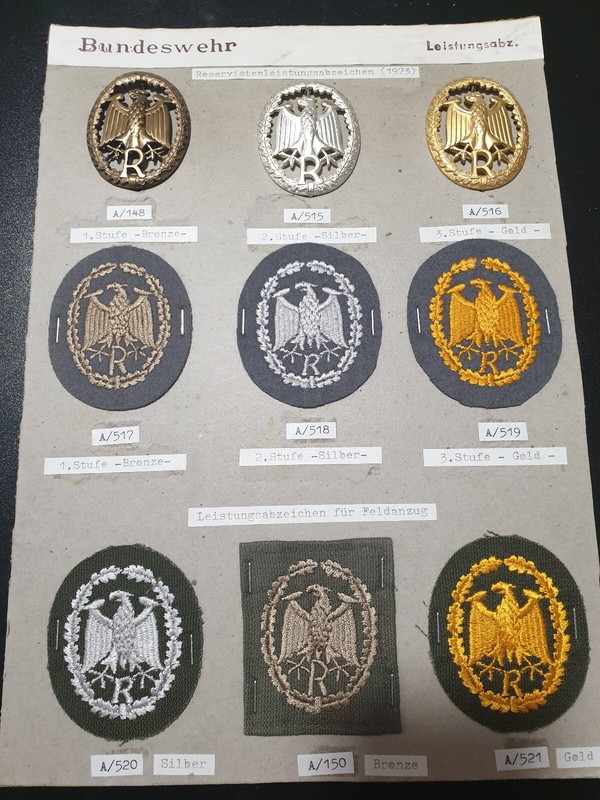 9x German Army Reservist Performance Badges 1973 3 Level Uniform Militaria