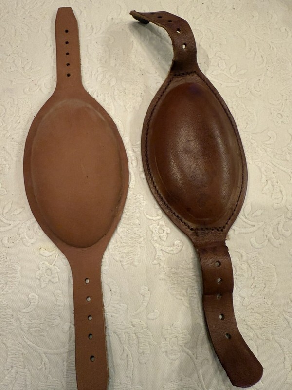 WW2 Leather Paratrooper Helmet chin Cup Chamois Lined Repo Shown For Comparison gallery
