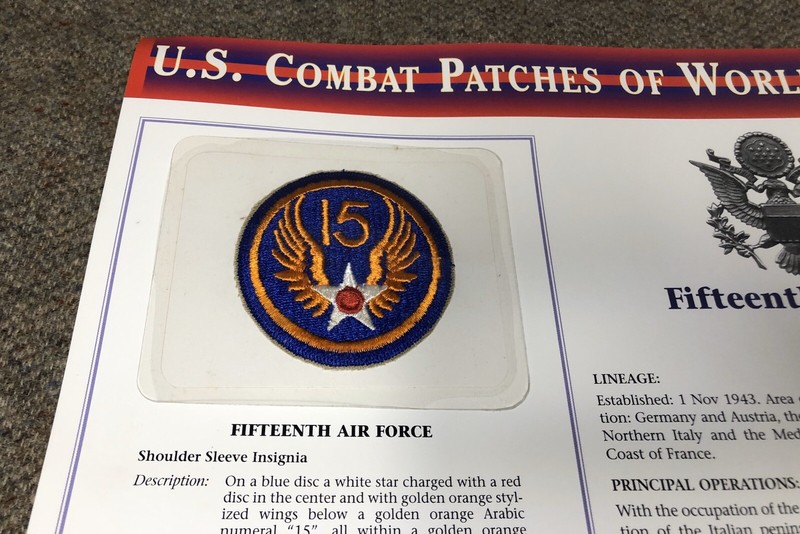 U.S. Combat Patches Of World War II FIFTEENTH AIR FORCE Shoulder Sleeve History gallery