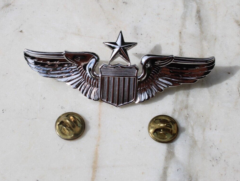 Silver Tone US Air Force USAF Senior Pilot Badge Pin 3.0'' gallery