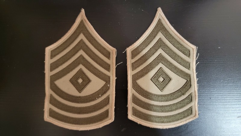Repro WW2 US Army Chevrons First Sergeant 1 Grade Rank Patch Pair Khaki 040