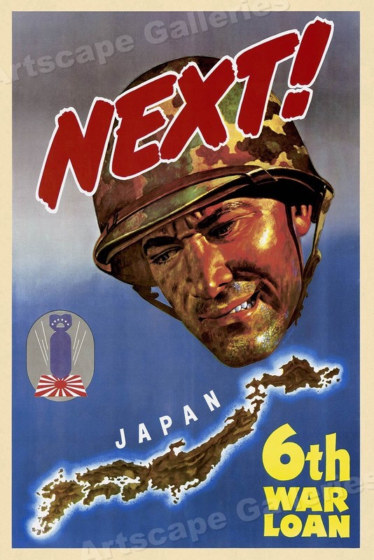 1940s "Next! Japan" Classic WW2 Pacific Marines War Poster - 16x24