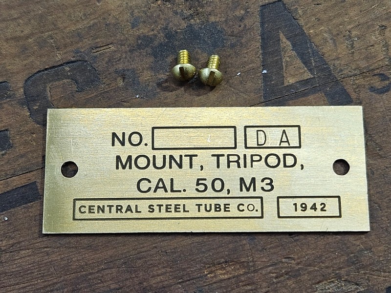 M3 tripod data plate – Central Steel Tube 1942
