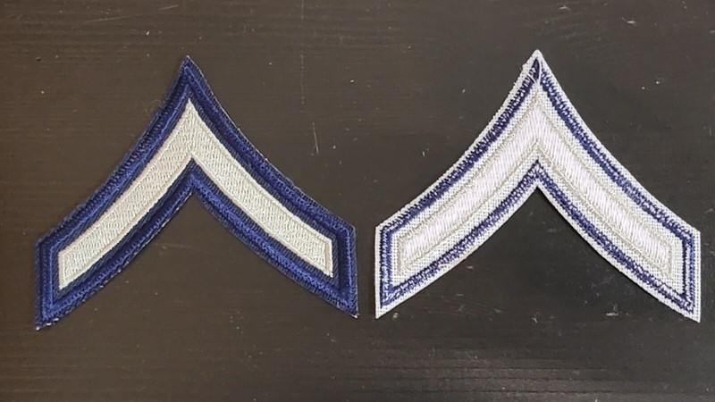 Reproduction WW2 US Army Private Chevrons Rank Pair Silver Blues Late War 017
