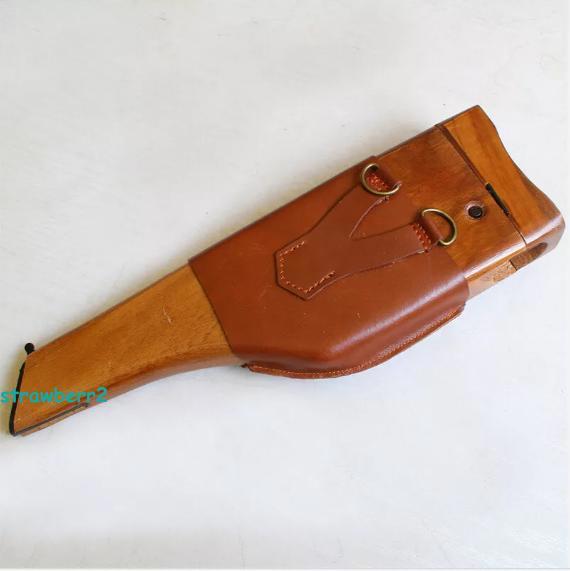 US Stock WW2 Broomhandle German Mauser C96 Wood Leather Box Holster Collection gallery