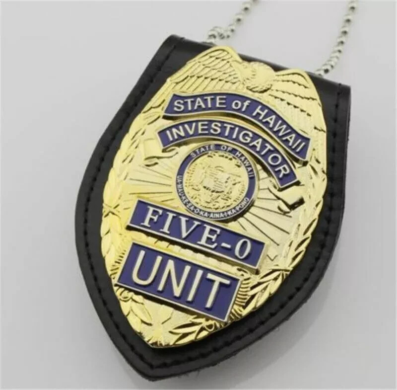 US Hawaii Five-0 Badge Hawaii 5 o Badge & Chain Belt Leather Badge Holder