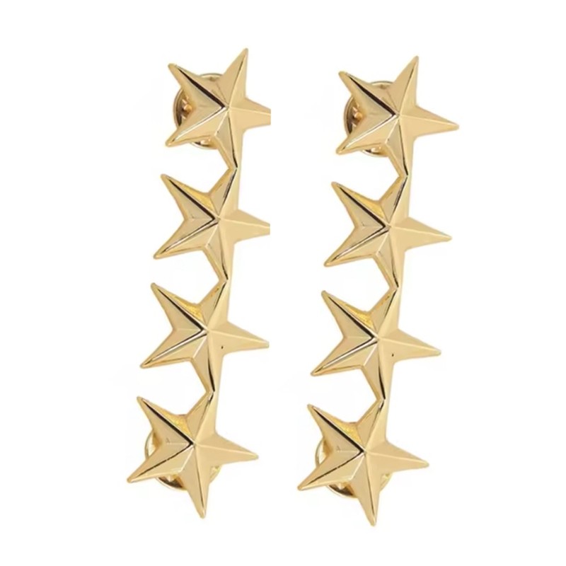 2PCS WWII WW2 US Army Officer 4 Stars General Rank Badges Pin Gold – US