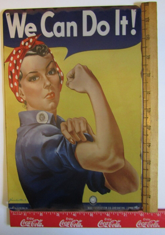 New Metal Sign- WWII Homefront- Woman Factory Worker- We Can Do It!- Pin Up gallery