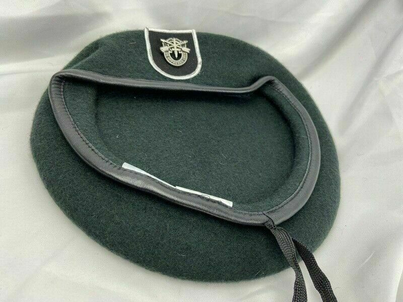 7-1/2 US ARMY 5TH SPECIAL FORCES GROUP BLACKISH GREEN COLOUR BERET CAP HAT gallery