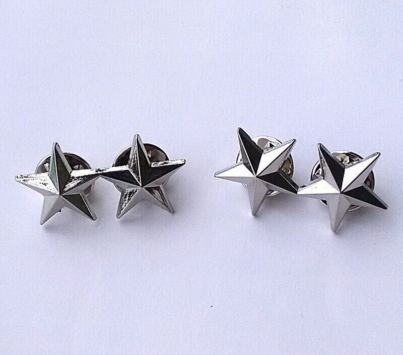 PAIR of WW2 US ARMY Officer Two-star Badge for Cap and Shoulder Collar Lapel Pin