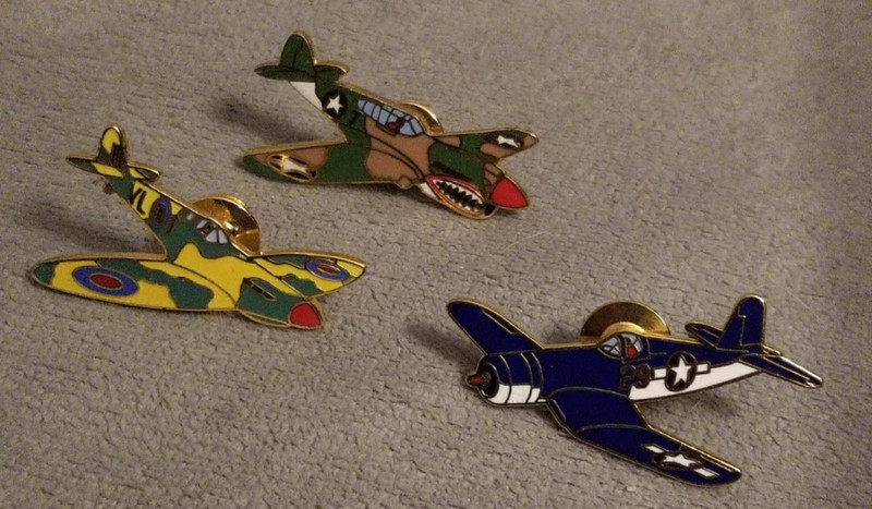WWII Fighter Planes: Spitfire Corsair P-40 Hat Tie Pins, Tablo FRANCE gallery