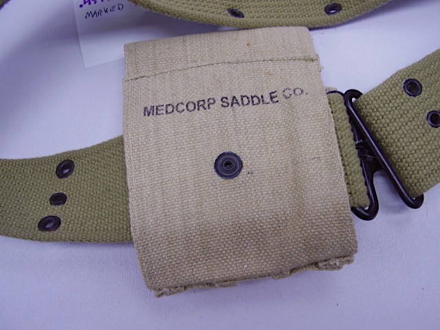 Orig. WWII 42 US ARMY CANVAS WEB BELT and a 1911 .45 REPRO MAGAZINE AMMO POUCH gallery