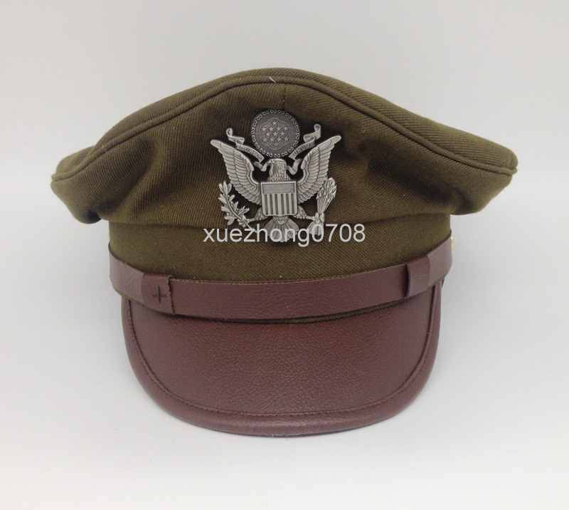 WWII US ARMY AIR CORPS FORCE MILITARY HAT OFFICER WIDE BRIM HAT CAP SIZE L gallery