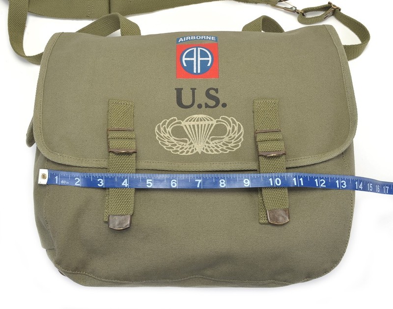 US WW2 82nd Airborne Musette Bag with Shoulder strap OD marked JT&L 1944 gallery