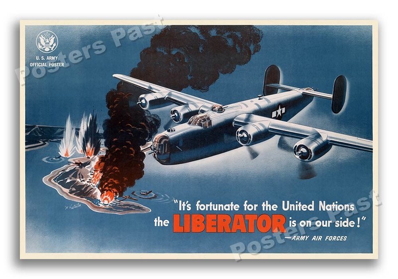 B-24 “Liberator” 1943 Vintage Style WW2 War Poster – 24×36