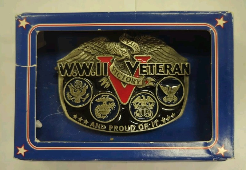 Vintage WWII VETERAN Belt Buckle, Great American Buckle Co - New in Box gallery