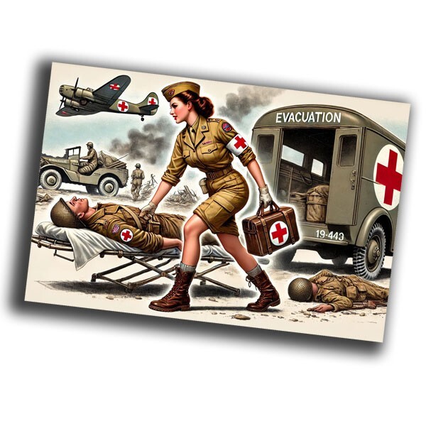 nice vintage retro woman military nurse Red Cross WW2 Photo Glossy 4*6 in H54