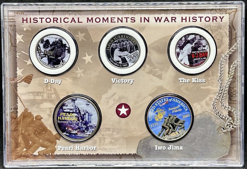 Historical Moments In War History Merrick Mint Colorized Coin Set of 5 Quarters