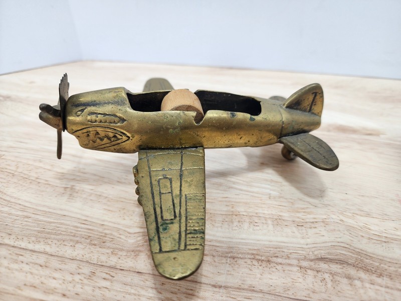 MSR Brass P-51D Mustang WW2 Fighter plane Desk Stapler & Tape Dispenser gallery