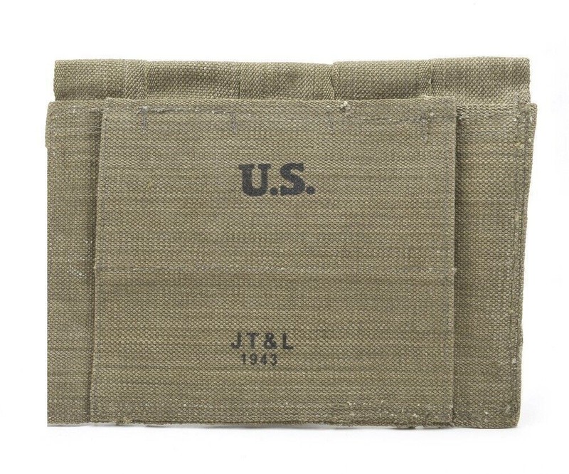 US Army WW2 5 Cell Magazine Pouch Marked JT&L 1943 for .45 ACP Magazines gallery