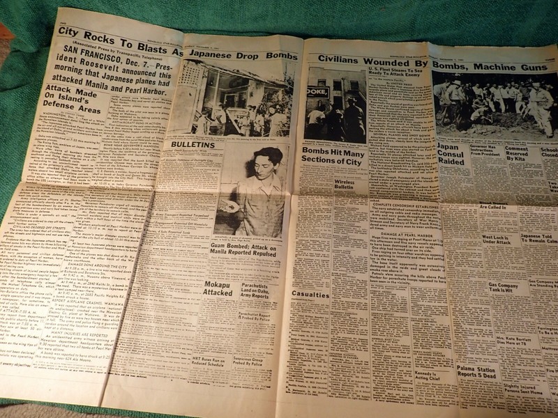 2 REISSUE WWII NEWSPAPERS- PEARL HARBOR ATTACK! HONOLULU STAR BULLETIN 12/7/1941 gallery