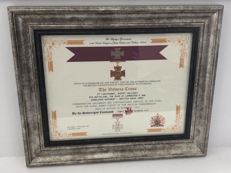 THE VICTORIA CROSS COMMEMORATIVE CERTIFICATE ~ Type 1 w/Free Custom Printing