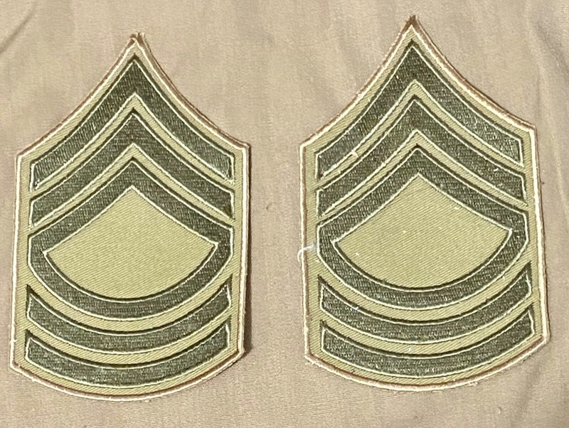 US Army WWII Summer Master Sergeant Chevrons, New Reproduction, 1 Pair