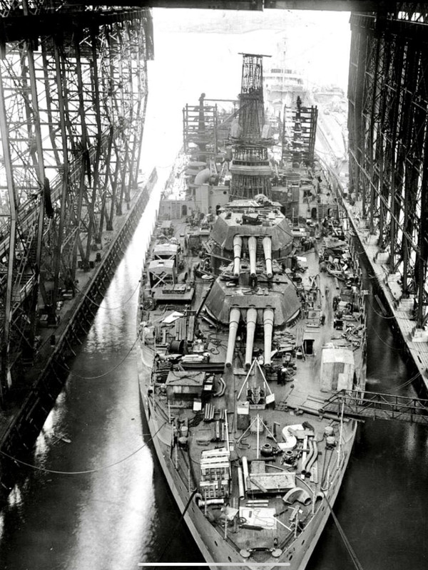 WW2 WWII Photo World War Two / US Navy Battleship USS Idaho BB-42 Construction