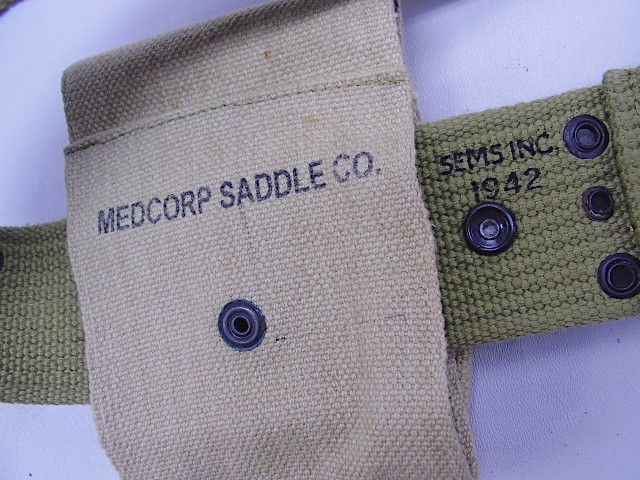 Orig. WWII 42 US ARMY CANVAS WEB BELT and a 1911 .45 REPRO MAGAZINE AMMO POUCH gallery