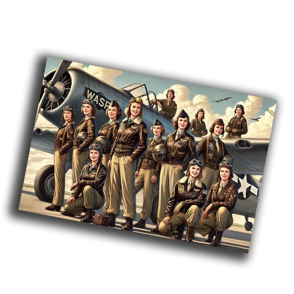 nice vintage women planes on the runway retro WW2 Photo Glossy 4*6 in β34