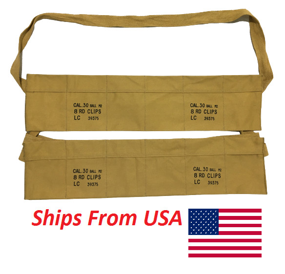 WWII US Army Cotton Cloth Bandolier for M1 Garand Cotton Cloth Cover(Pack of 2)