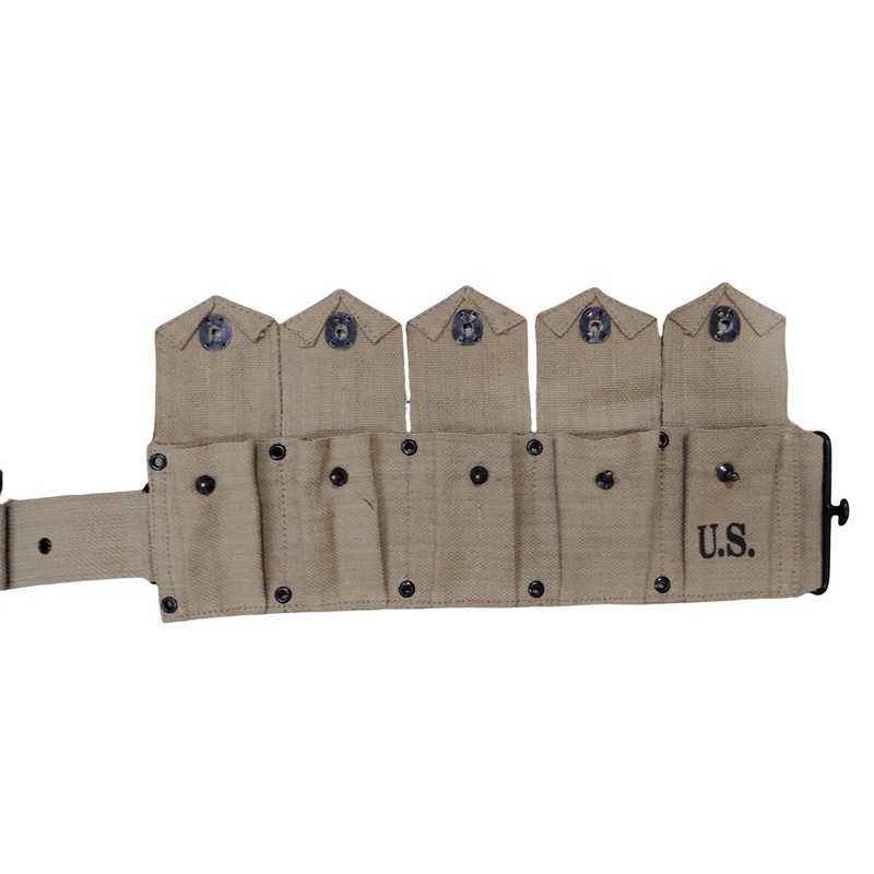 U.S.WWII Springfield M1923 Garand Cartridge Canvas 10 Pocket Belt Khaki gallery