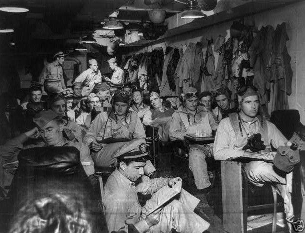 US Navy Fighter Pilots in Ready Room Pacific 1945 8×10 World War II WW2 Photo