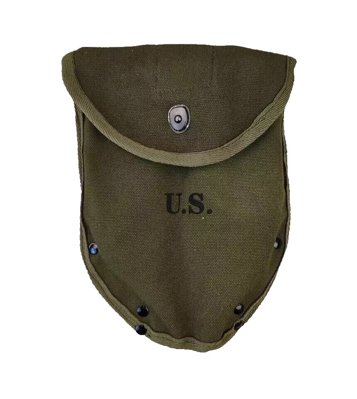 WW2 US ARMY M43 FOLDING SHOVEL HEAD COVER TOOL CARRIER OLIVE COTTON BELT POUCH