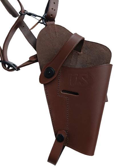 M7 Premium Brown Leather Tanker Shoulder Holster Repro - DARK BROWN gallery