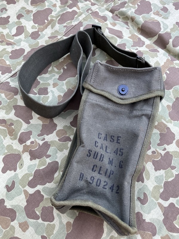 WWII US ARMY GREASE GUN .45 Ammo Thomson GP Shoulder Bag Carry Pouch gallery