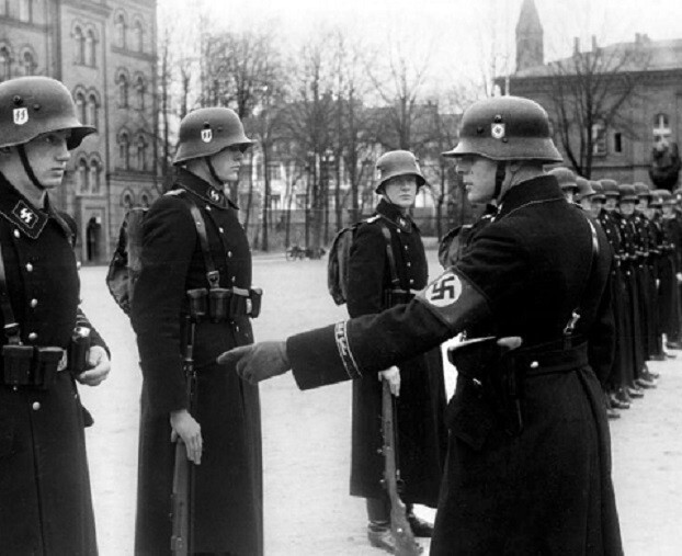A German personal bodyguard undergo a drill inspection WWII WW2 8x10 Photo 337