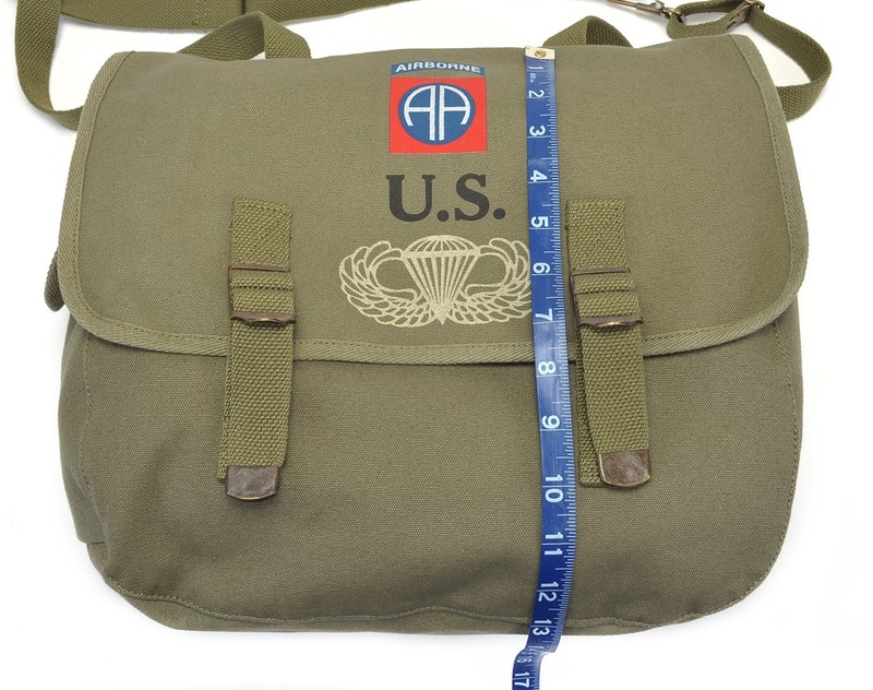 US WW2 82nd Airborne Musette Bag with Shoulder strap OD marked JT&L 1944 gallery