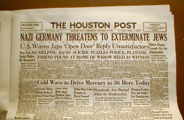 Jewish HOLOCAUST in 15 WW II Display newspaper headlines JUDAICA Jews 1933-1945 gallery