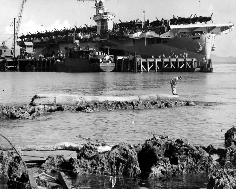 P-38 arrive aircraft carrier Guadalcanal World War II WWII WW2 8×10 Photo 745c