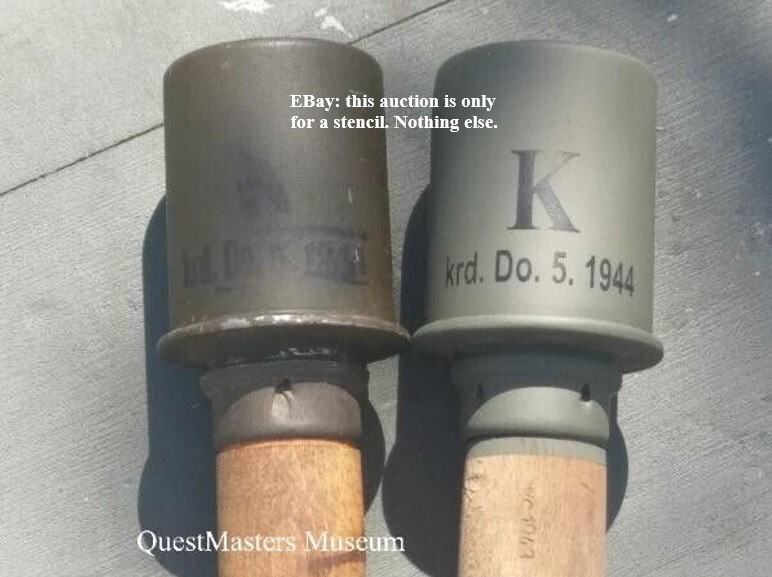 German WWII M1924 Stick Grenade Stencil, "Kalt" for cold weather, - Stencil 041