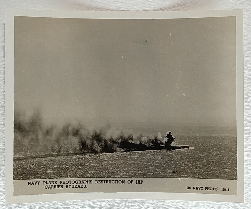 Navy Plane photographs destruction Japanese Carrier Ryukaku US Navy Photo 104-4