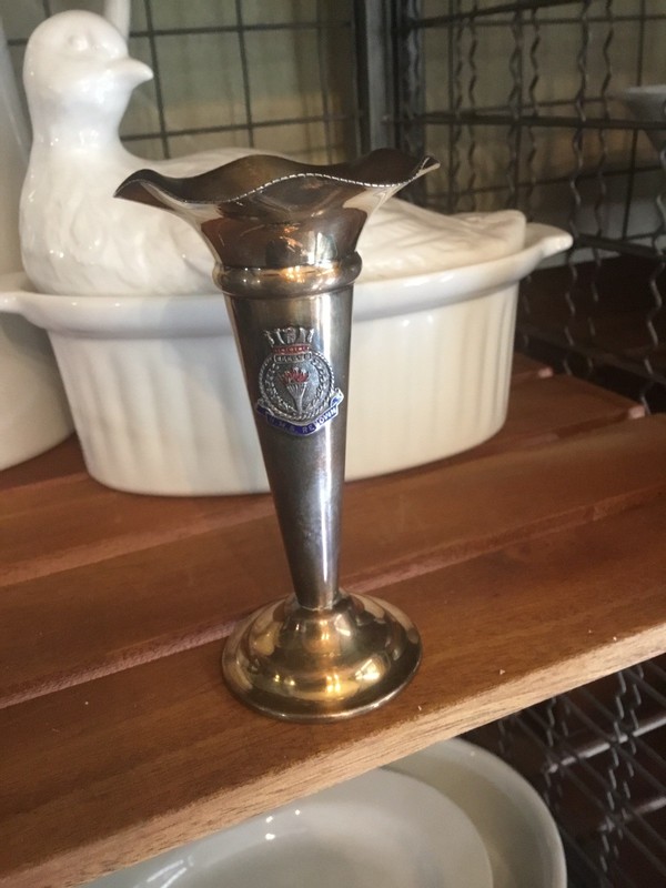 HMS Renown WW 1 and 2 Battlecruiser 5 Inch Silver Plate Bud Vase Officers Mess
