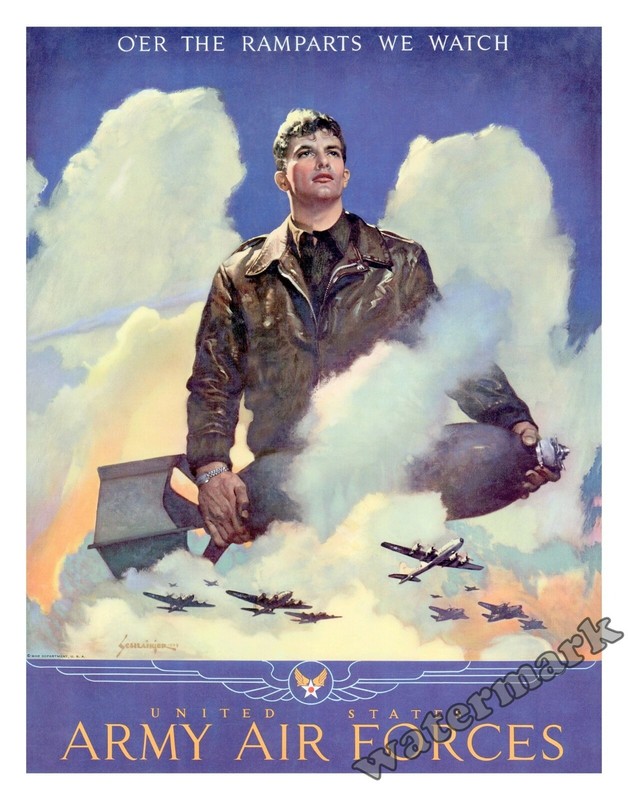 Army Air Forces WWII Recruitment Poster / Photograph 11×14