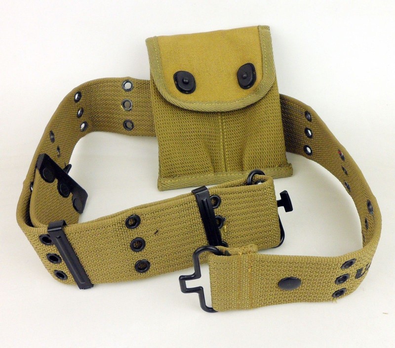 WWII WW2 US ARMY USMC BELT M1911 CLIP MILITARY POUCH CANVAS SET