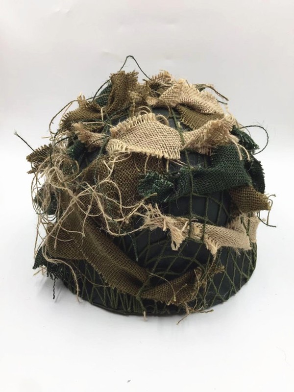 WW2 US ARMY ALRBORNE M1C HELMET WITH AIRBORNE TROOPS AND CAMOUFLAGE NET gallery