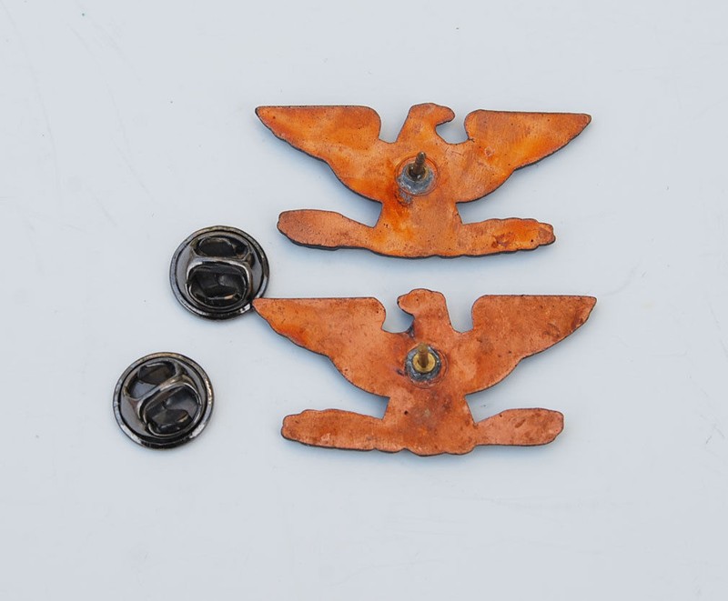 Pair WW2 US Army Colonel Eagle War Bird Device Pin Badge Insignia - US065 gallery