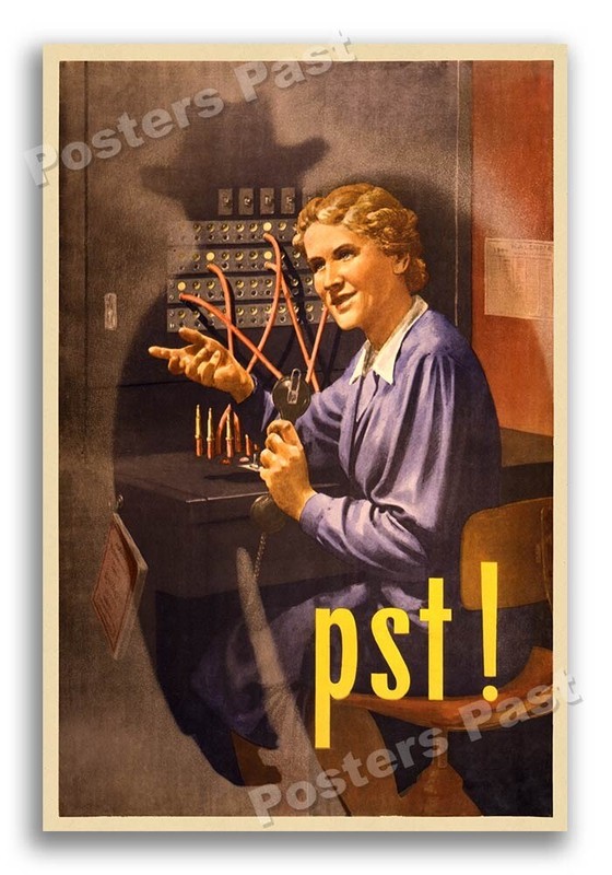 1940s “Pst!” WWII Historic Propaganda War Poster - 24x36
