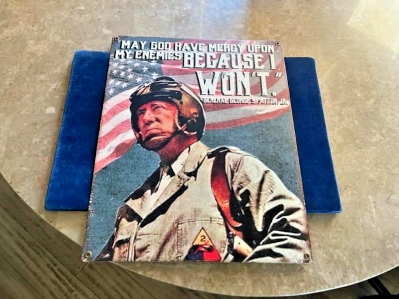 Color Repro WW2 Metal Sign - Gen. George Patton Quote - "May God have mercy..." gallery